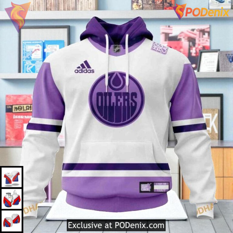 2025 Hockey Fights Cancer Tribute NHL Edmonton Oilers Hoodie 3D