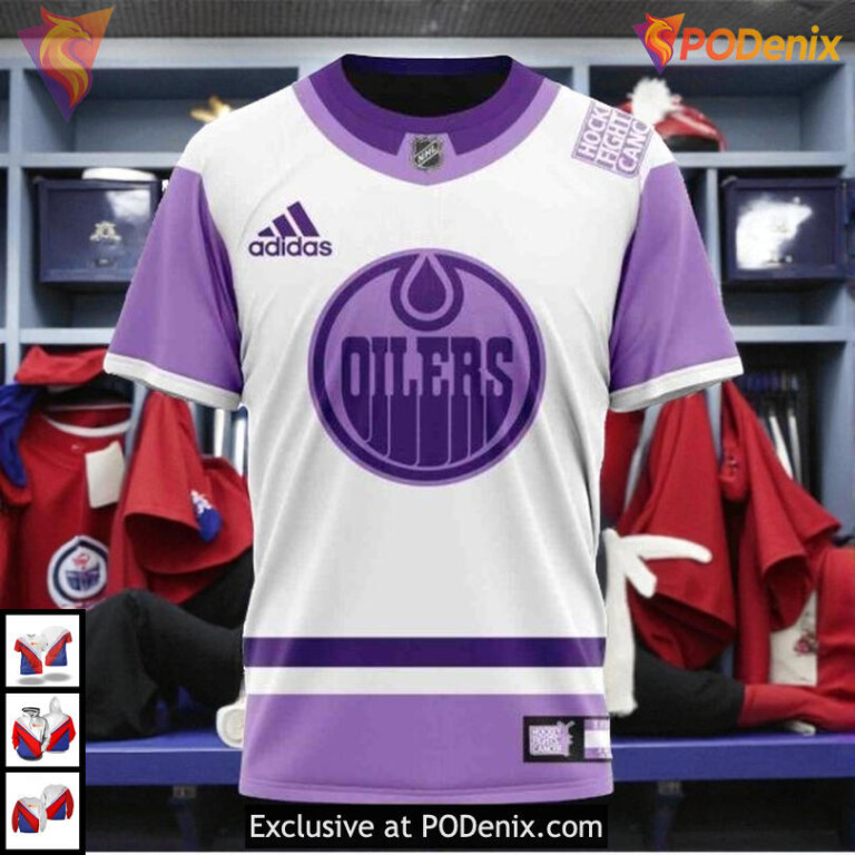 2025 Hockey Fights Cancer Tribute NHL Edmonton Oilers Hoodie 3D - 2