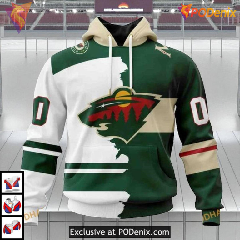 2025 Mix Home And Away NHL Minnesota Wild All Over Print Hoodie