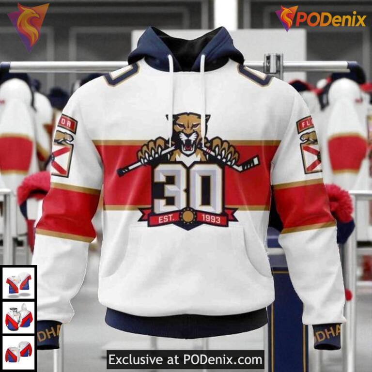 30th Anniversary Away Logo Custom Florida Panthers 3D Hoodie NHL Edition