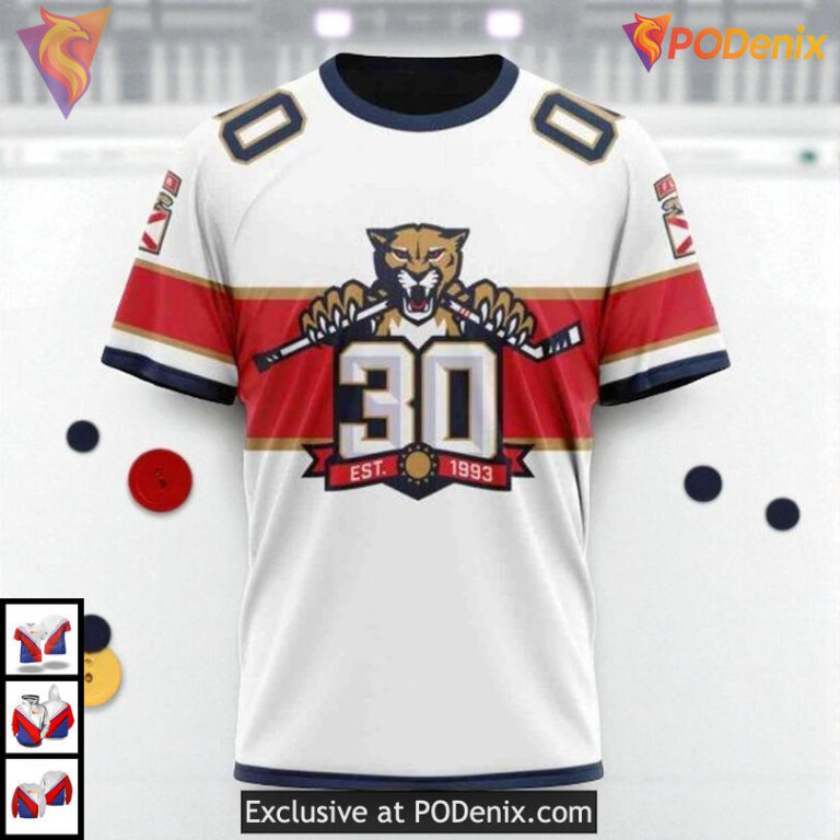 30th Anniversary Away Logo Custom Florida Panthers 3D Hoodie NHL Edition - 2