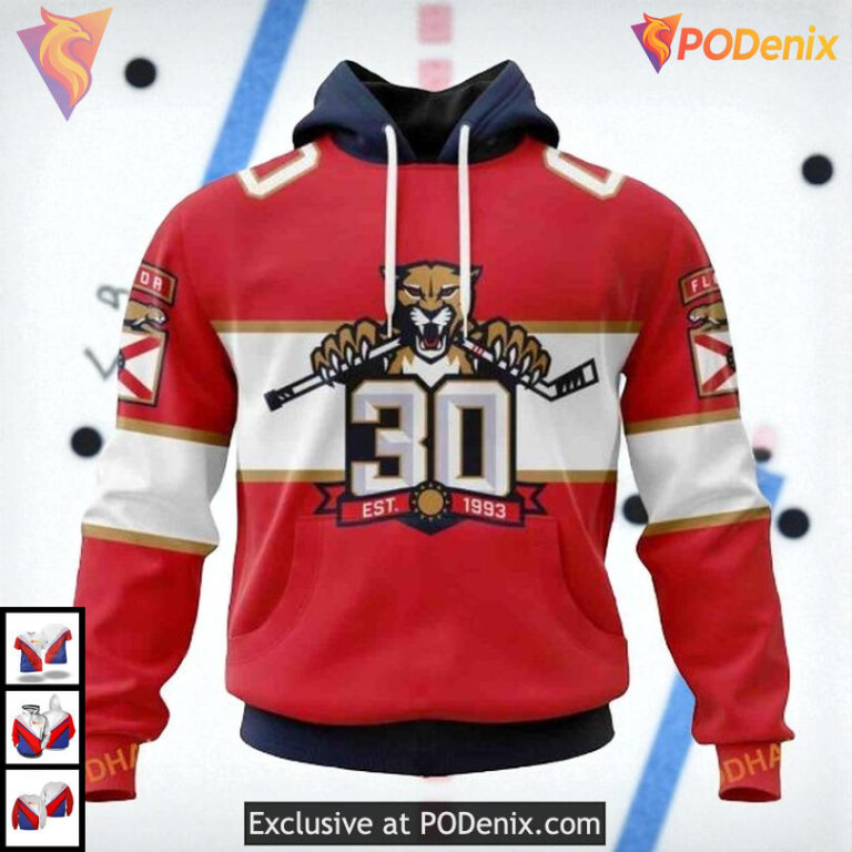 30th Anniversary Home Logo Custom Florida Panthers Zip Up Hoodie NHL 3D