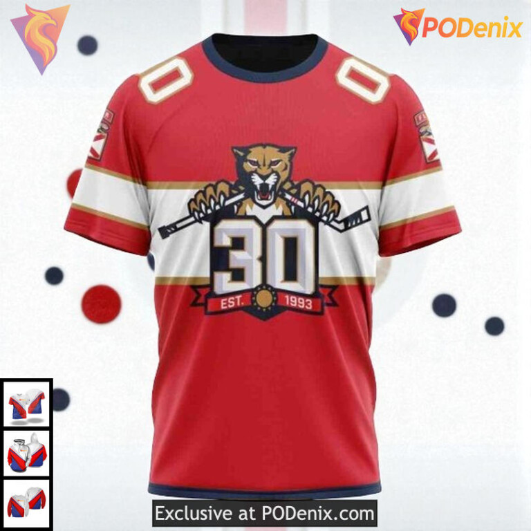 30th Anniversary Home Logo Custom Florida Panthers Zip Up Hoodie NHL 3D - 2