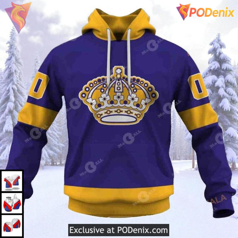 70s Throwback Vintage Away Style Custom Los Angeles Kings Winter Hoodie 3D