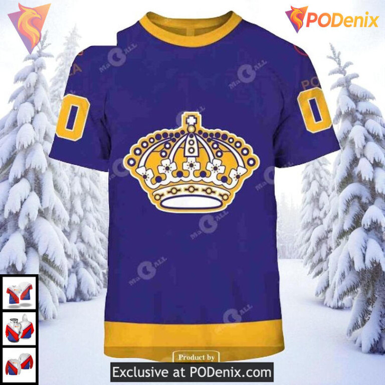 70s Throwback Vintage Away Style Custom Los Angeles Kings Winter Hoodie 3D - 1