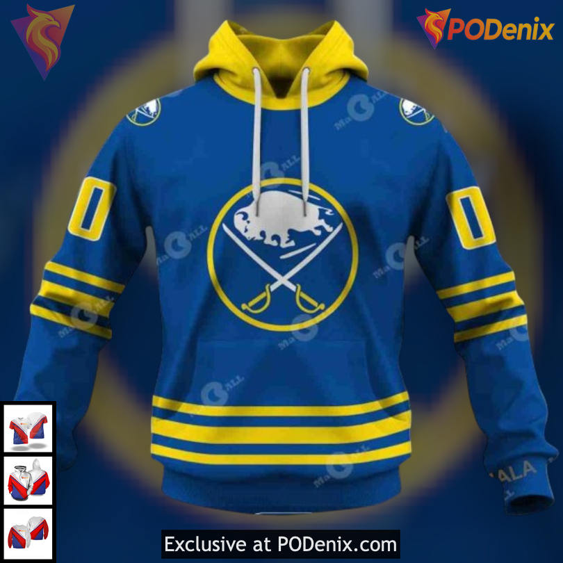 80s 90s Throwback Away Style NHL Buffalo Sabres Graphic Hoodie Vintage 3D