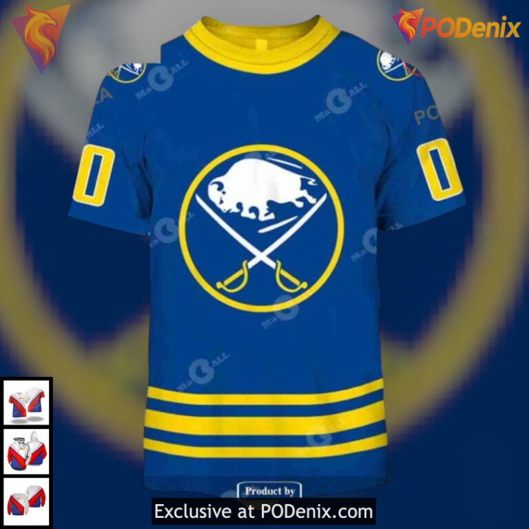 80s 90s Throwback Away Style NHL Buffalo Sabres Graphic Hoodie Vintage 3D - 1