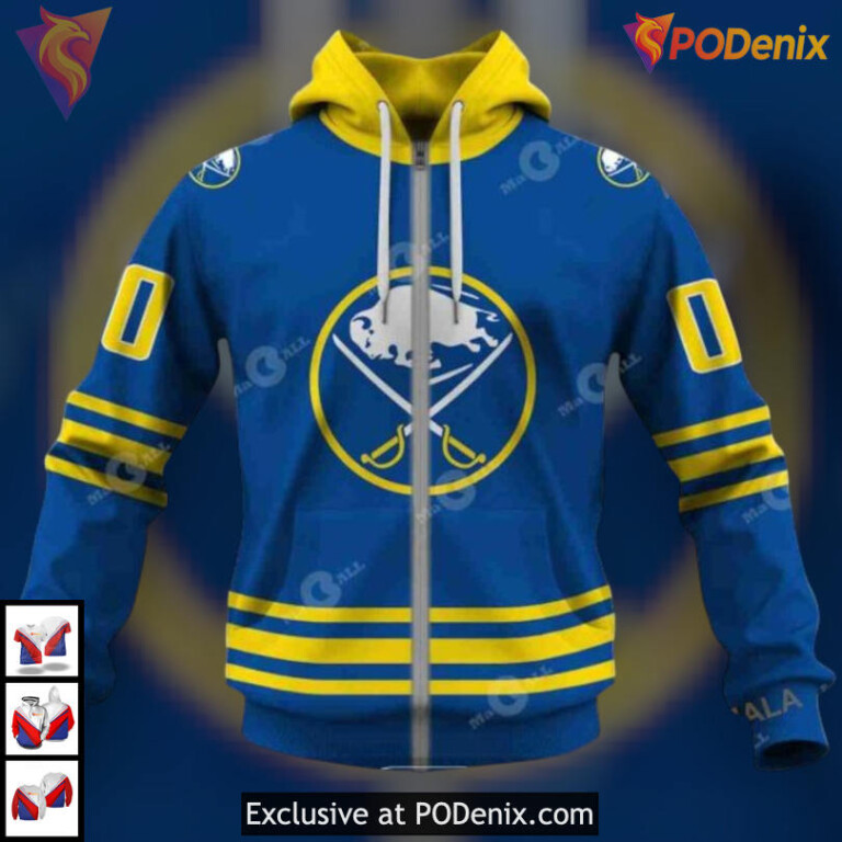 80s 90s Throwback Away Style NHL Buffalo Sabres Graphic Hoodie Vintage 3D - 3