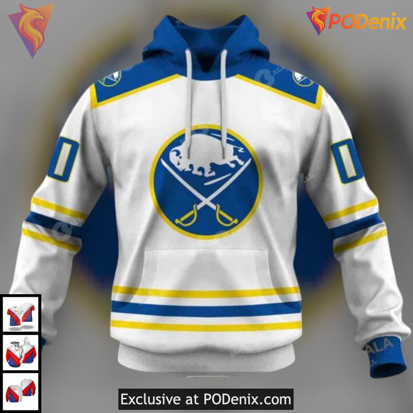 80s 90s Throwback Home Style NHL Buffalo Sabres Pullover Hoodie Retro 3D