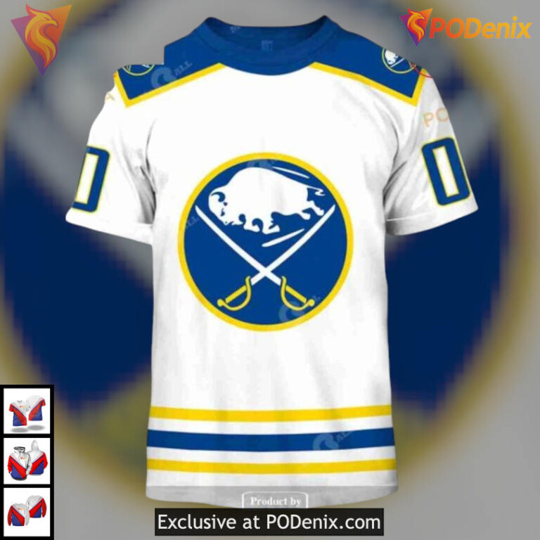 80s 90s Throwback Home Style NHL Buffalo Sabres Pullover Hoodie Retro 3D - 1