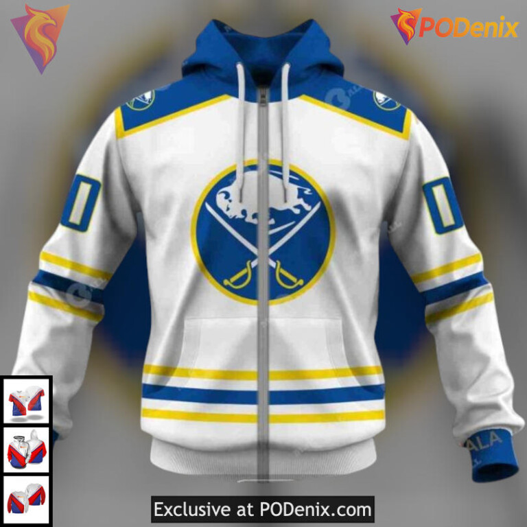 80s 90s Throwback Home Style NHL Buffalo Sabres Pullover Hoodie Retro 3D - 2
