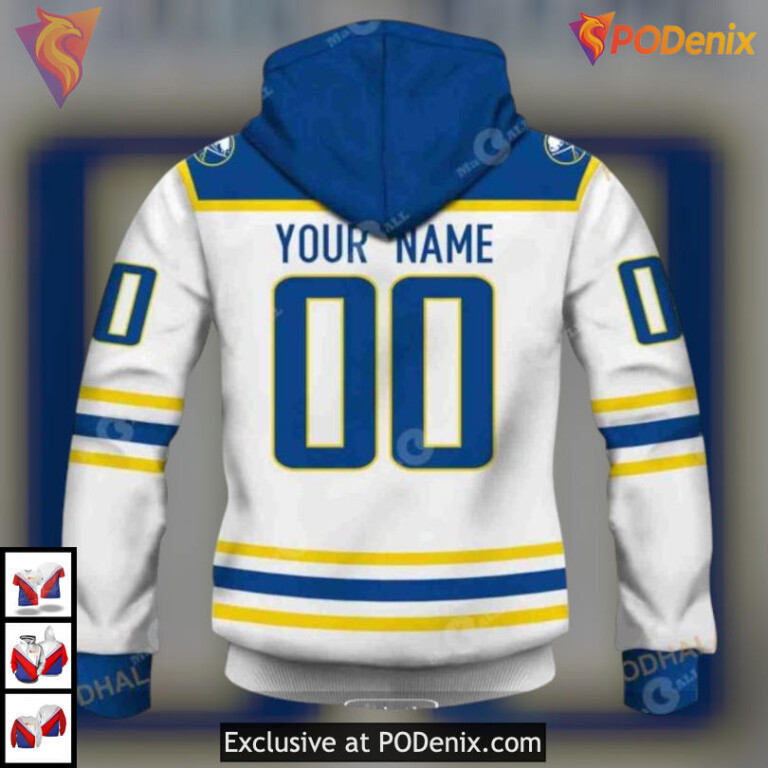 80s 90s Throwback Home Style NHL Buffalo Sabres Pullover Hoodie Retro 3D - 3