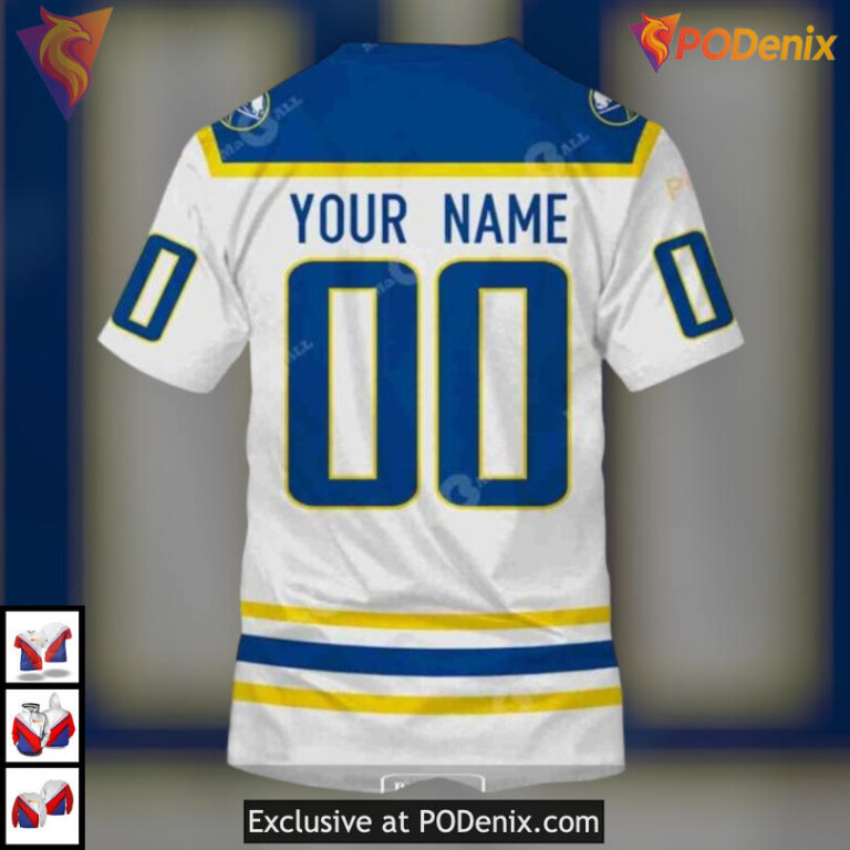 80s 90s Throwback Home Style NHL Buffalo Sabres Pullover Hoodie Retro 3D - 4