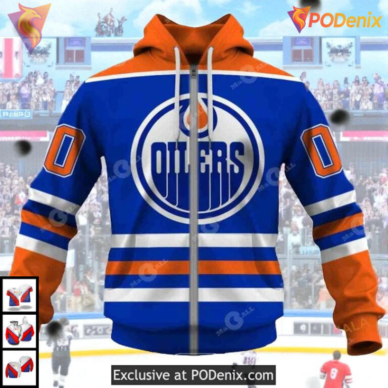 80s Throwback Vintage Away Style NHL Edmonton Oilers All Over Print Hoodie - 2