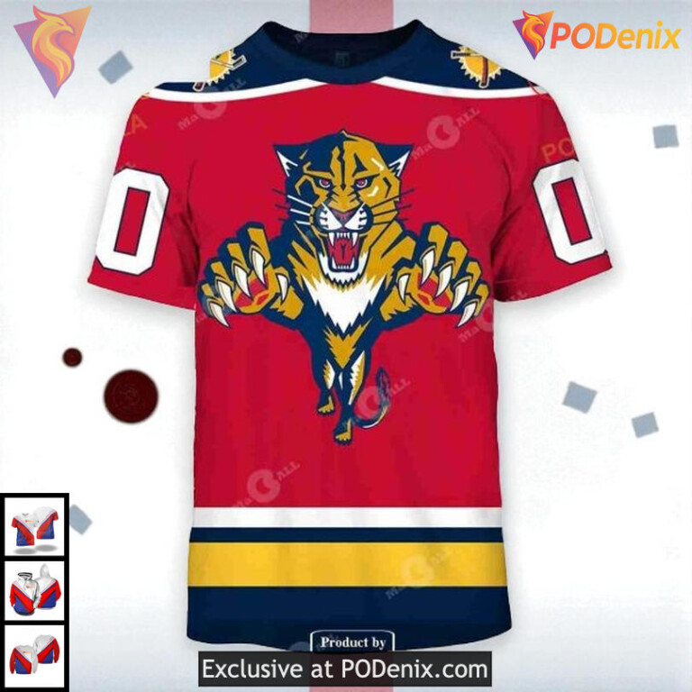90s Throwback Vintage Away Custom Florida Panthers Hoodie 3D NHL Apparel - 1