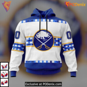 Autism Awareness Custom Name NHL Custom Number Buffalo Sabres Hoodie 3D