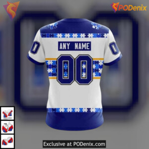 Autism Awareness Custom Name NHL Custom Number Buffalo Sabres Hoodie 3D - 3