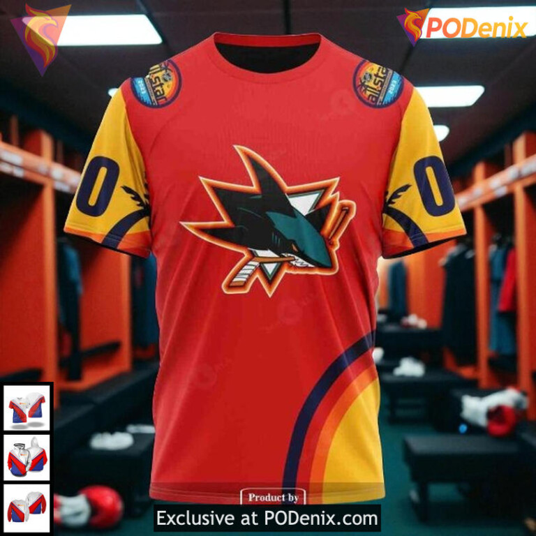 All Star Sunset Special Edition Custom San Jose Sharks Full Print Hoodie 3D - 2