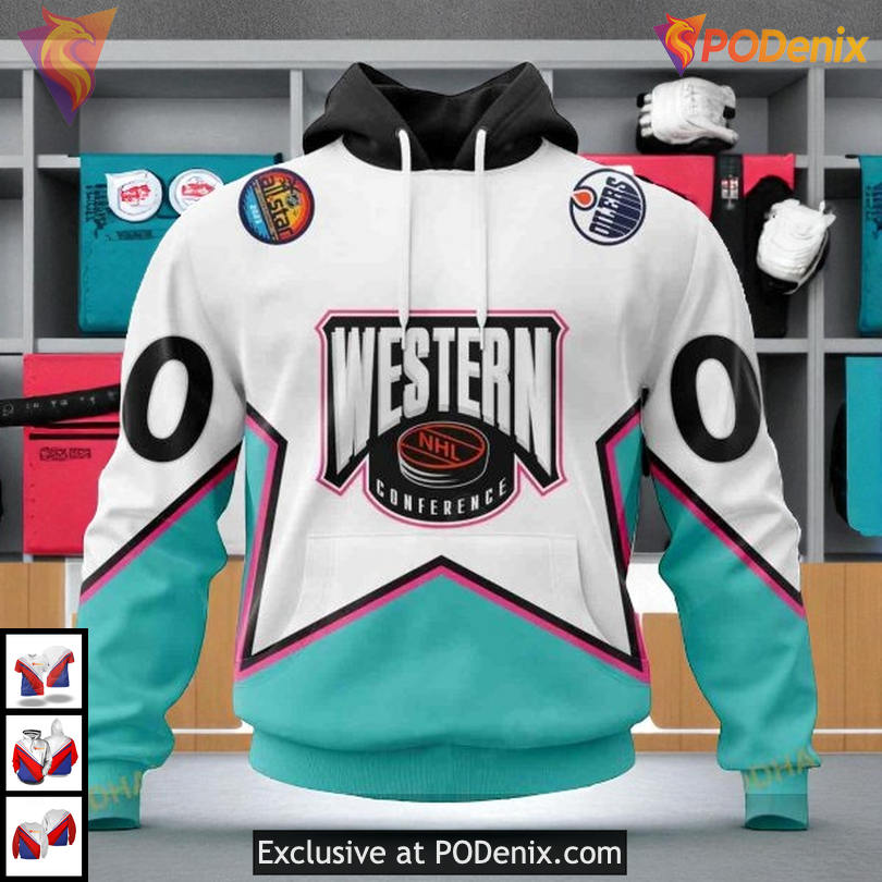 All Star Western Conference 2025 NHL Edmonton Oilers Youth Hoodie 3D All Star Western Conference 2025 NHL Edmonton Oilers Youth Hoodie 3D