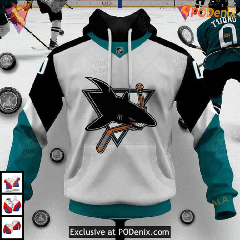 Alternate Reverse Retro Custom Name Number San Jose Sharks 3D Hoodie NHL - 1
