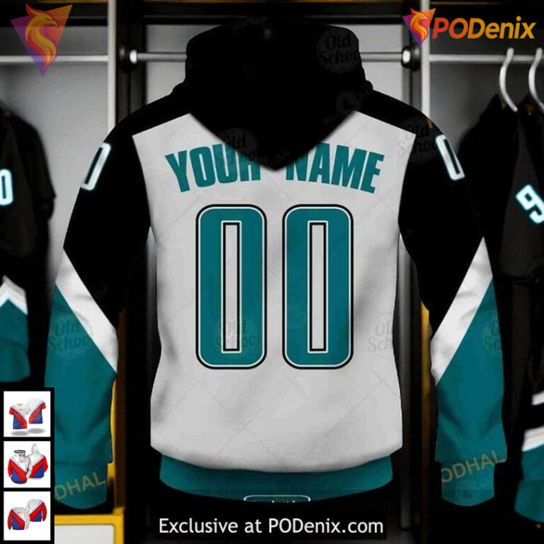 Alternate Reverse Retro Custom Name Number San Jose Sharks 3D Hoodie NHL - 4
