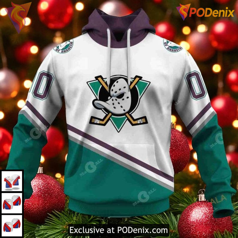 Anaheim Ducks 3D Hoodie Retro Throwback Style With Classic Mighty Ducks Logo