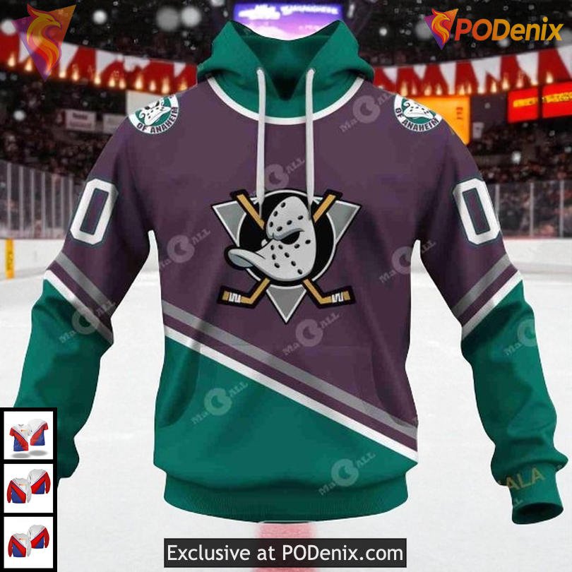 Anaheim Ducks 3D Hoodie Vintage 90s Throwback Custom Mighty Ducks Fan Gear