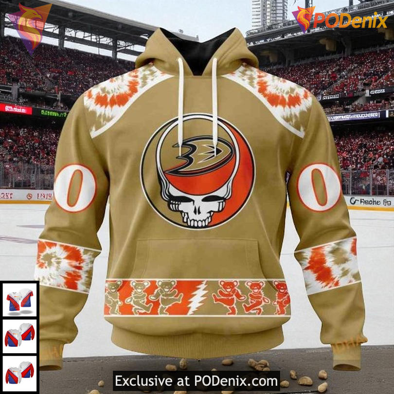 Anaheim Ducks Custom Name 3D Hoodie Grateful Dead Inspired Fan Apparel