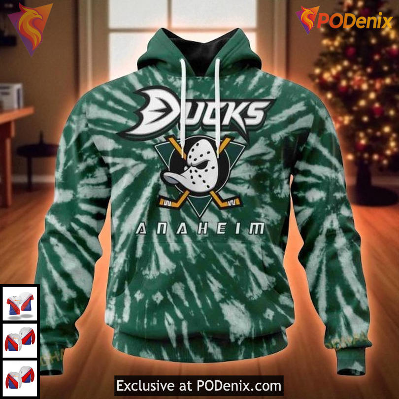 Anaheim Ducks Hockey Hoodie 3D Retro Tie Dye Custom Name Vintage Style Anaheim Ducks Hockey Hoodie 3D Retro Tie Dye Custom Name Vintage Style