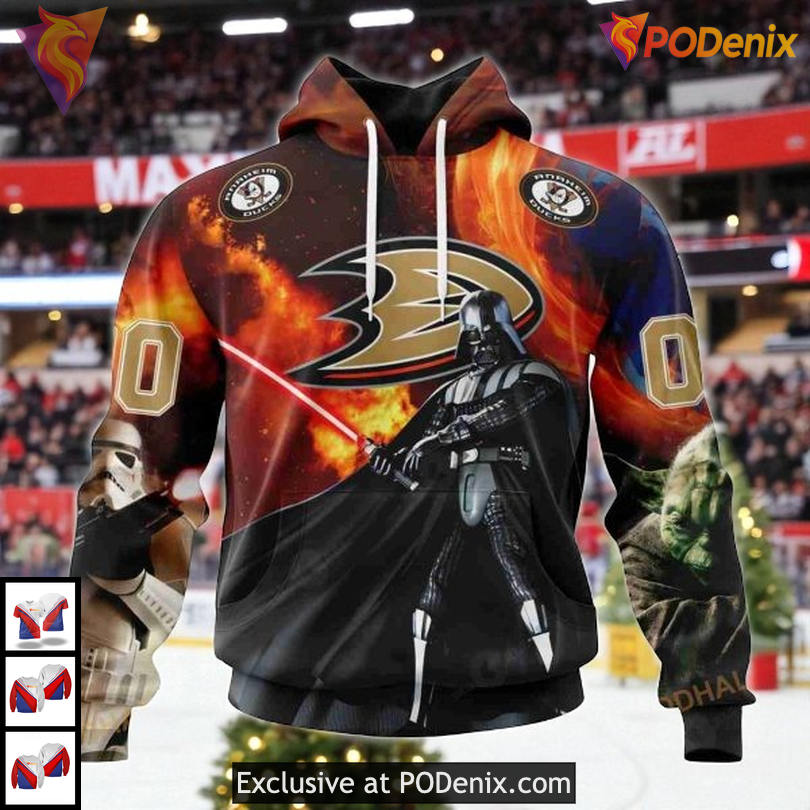 Anaheim Ducks Hoodie 3D Star Wars Design NHL Custom Name All Over Print