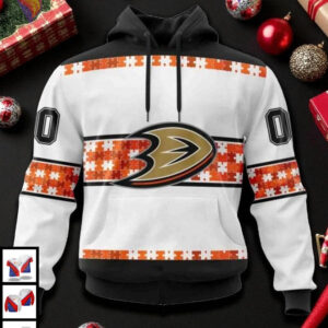 Anaheim Ducks Hoodie 3D Style Autism Awareness Custom Name NHL Design