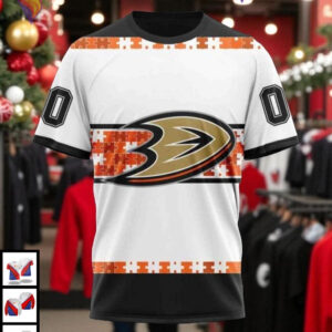 Anaheim Ducks Hoodie 3D Style Autism Awareness Custom Name NHL Design - 2