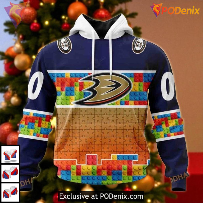 Anaheim Ducks Hoodie For Men Women Gradient Puzzle Game Custom 3D Style