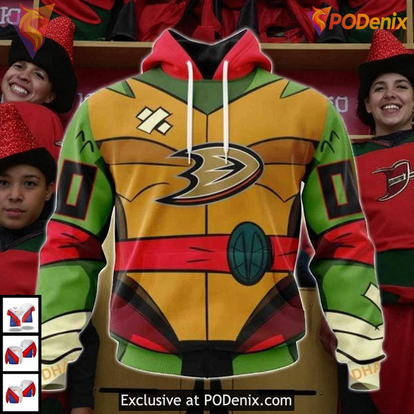 Anaheim Ducks Hoodie With Hockey Logo Custom Ninja Turtles 3D Fan Style