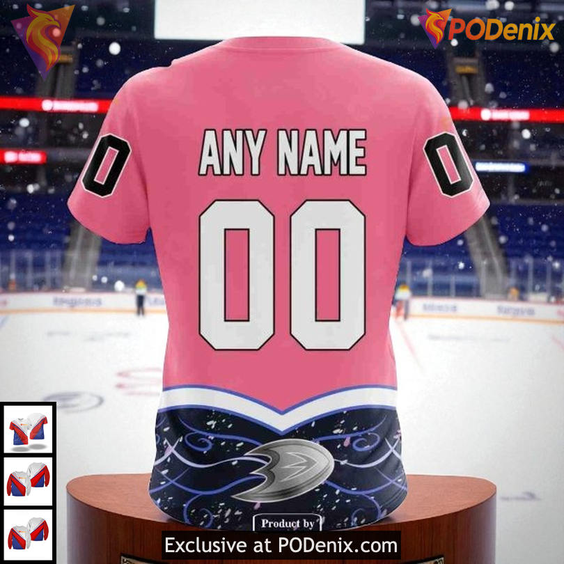 Anaheim Ducks Pullover Hoodie Custom Name NHL Pink Ribbon Awareness 3D Anaheim Ducks Pullover Hoodie Custom Name NHL Pink Ribbon Awareness 3D