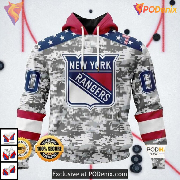 Any Name Number Camo Style New York Rangers Full Print Hoodie 3D