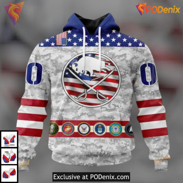 Armed Forces Appreciation Tribute NHL Retro Buffalo Sabres Hoodie 3D