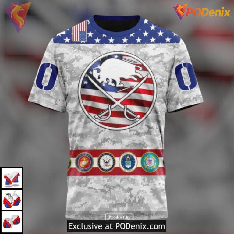 Armed Forces Appreciation Tribute NHL Retro Buffalo Sabres Hoodie 3D - 2
