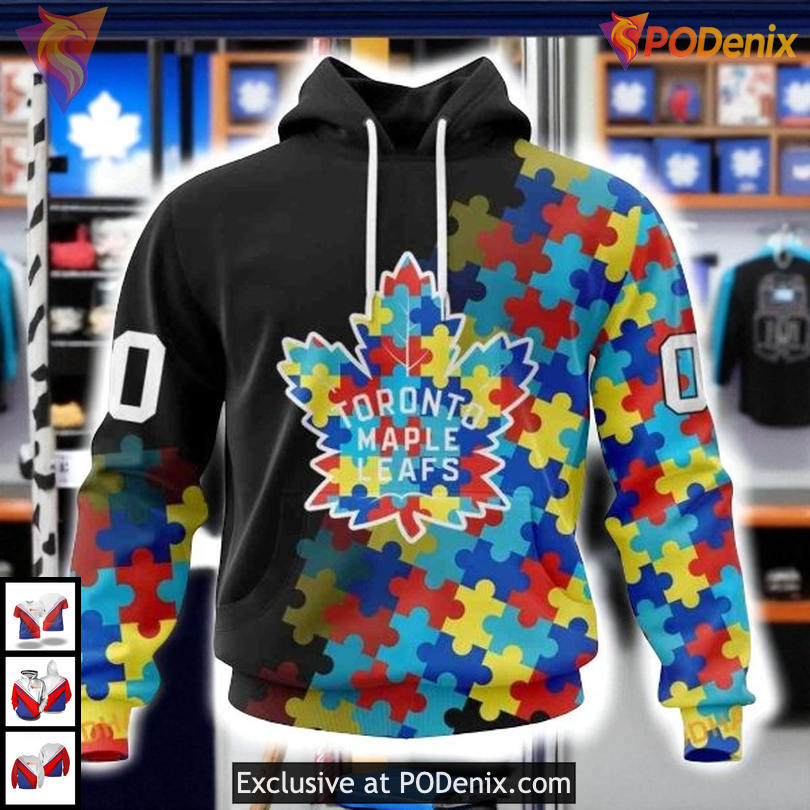 Autism Awareness Black Design Toronto Maple Leafs Sweatshirt Hoodie 3D Apparel