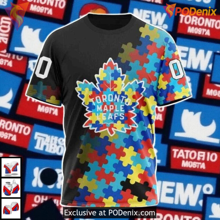 Autism Awareness Black Design Toronto Maple Leafs Sweatshirt Hoodie 3D Apparel - 2