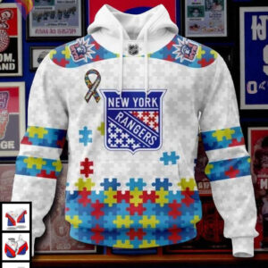 Autism Awareness Custom NHL New York Rangers Womens Hoodie, 3D Apparel