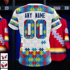 Autism Awareness Custom NHL New York Rangers Womens Hoodie, 3D Apparel - 3