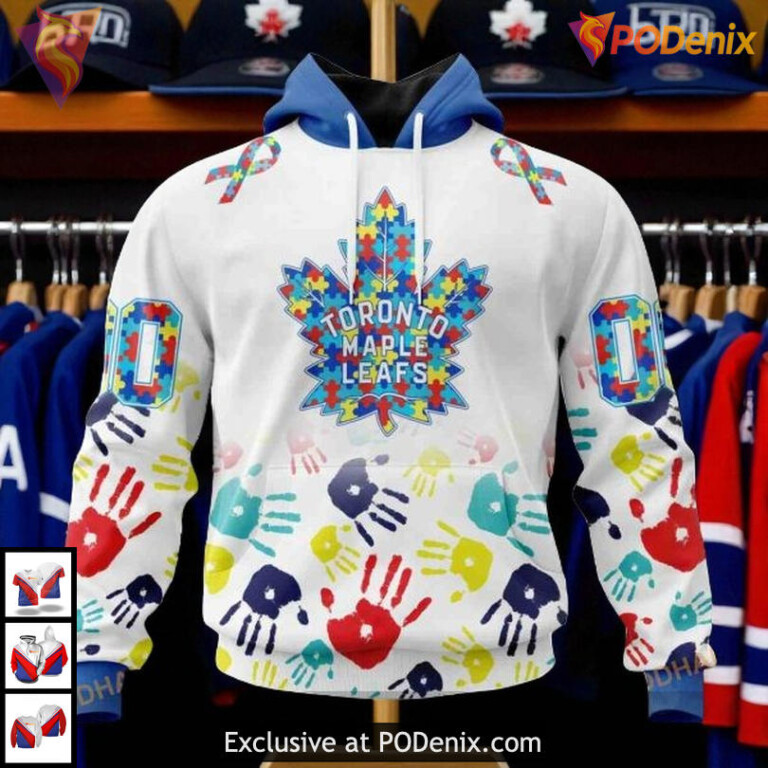 Autism Awareness Custom NHL Toronto Maple Leafs Custom Name Hoodie, 3D Apparel