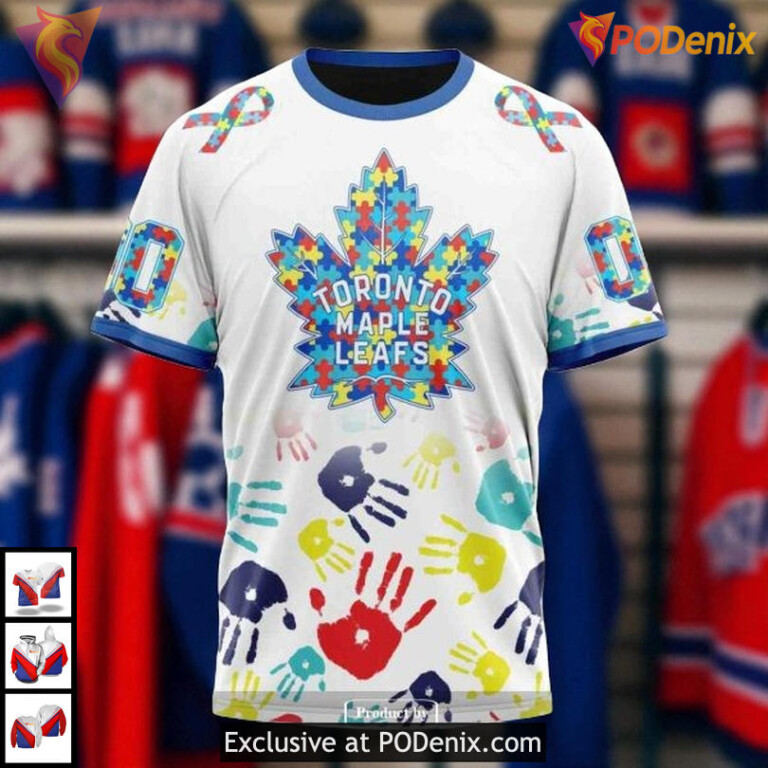 Autism Awareness Custom NHL Toronto Maple Leafs Custom Name Hoodie, 3D Apparel - 2