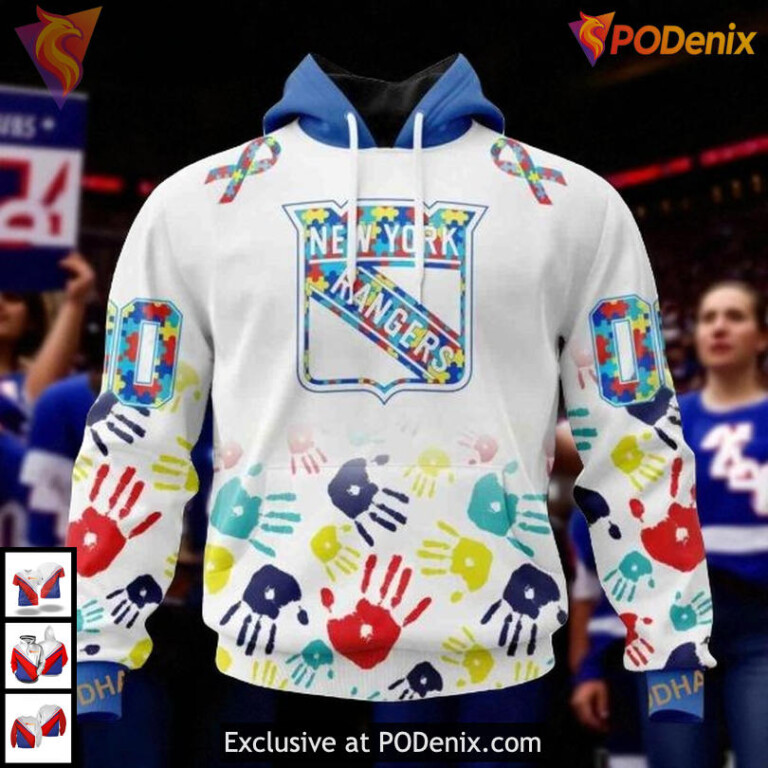Autism Awareness Design Custom NHL New York Rangers Winter Hoodie 3D
