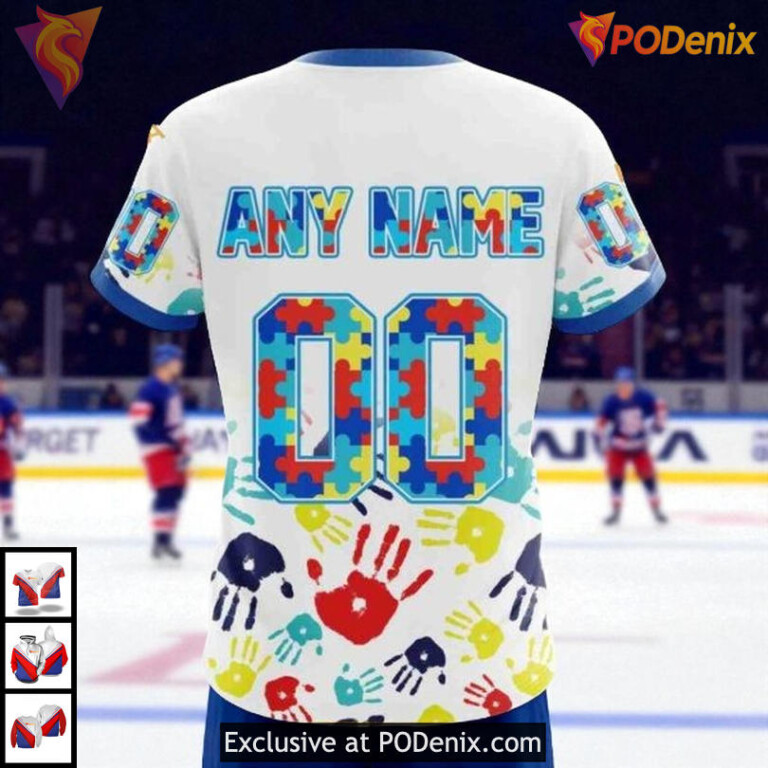 Autism Awareness Design Custom NHL New York Rangers Winter Hoodie 3D - 3