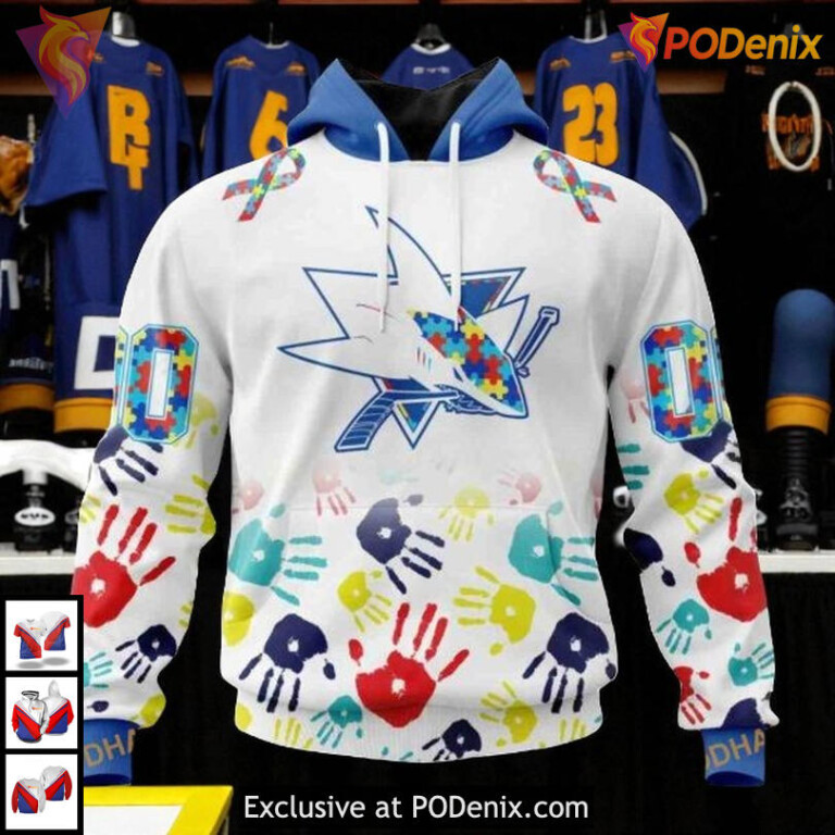 Autism Awareness Design Custom NHL Vintage San Jose Sharks Hoodie 3D