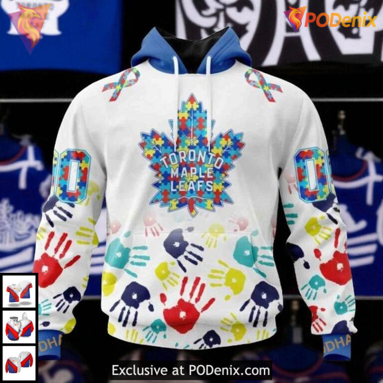 Autism Awareness Design Custom Toronto Maple Leafs Hoodie NHL 3D Edition