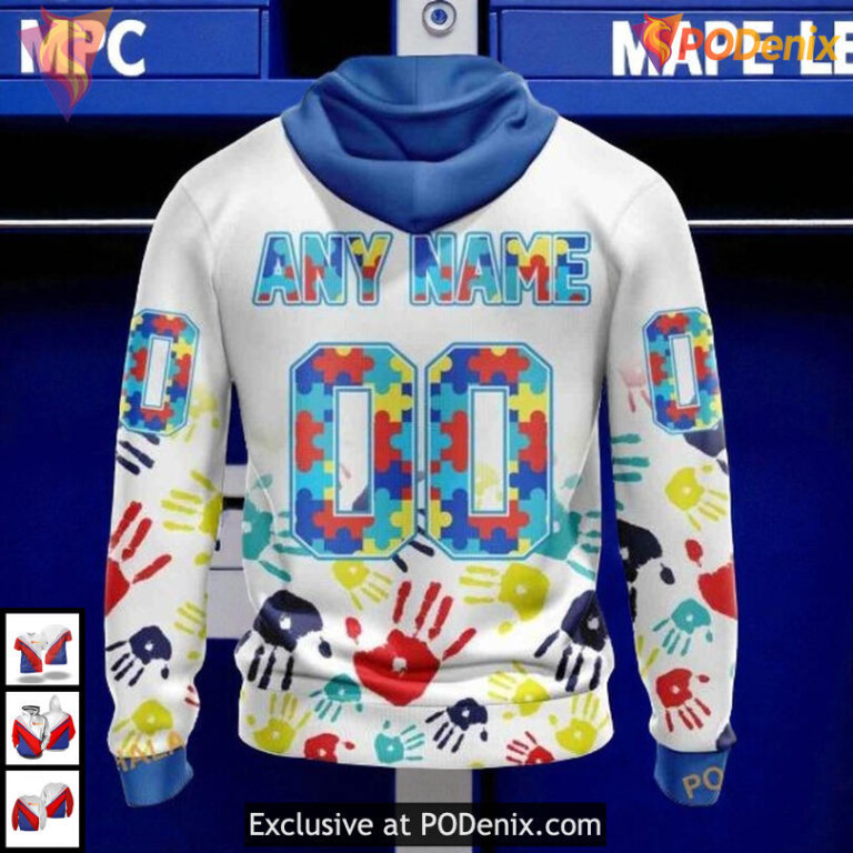 Autism Awareness Design Custom Toronto Maple Leafs Hoodie NHL 3D Edition - 1