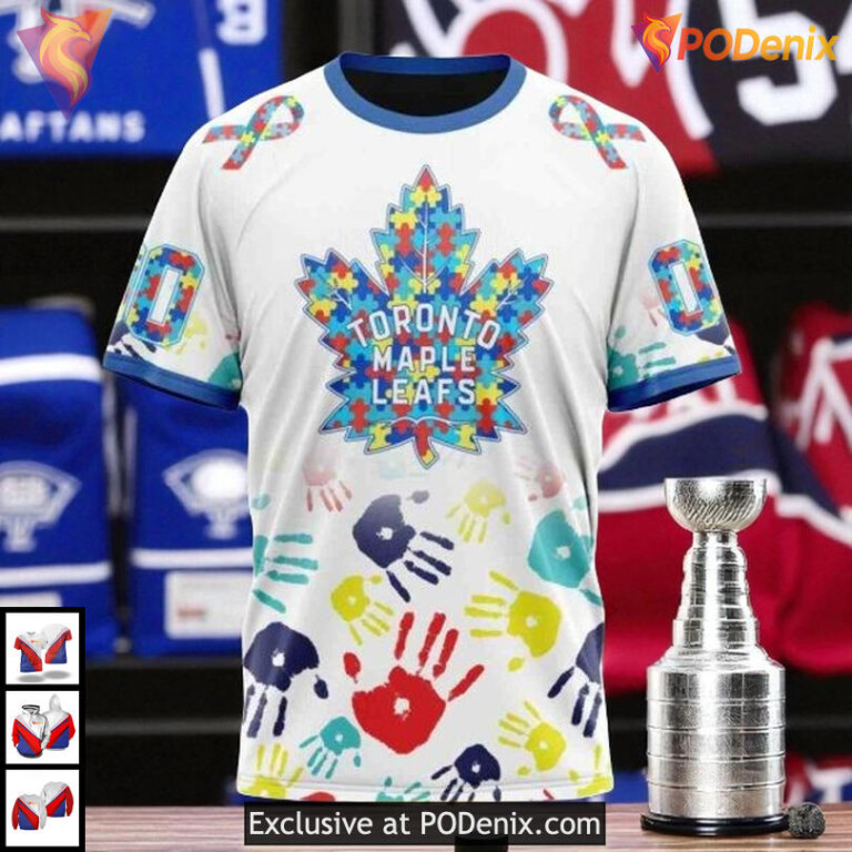 Autism Awareness Design Custom Toronto Maple Leafs Hoodie NHL 3D Edition - 2